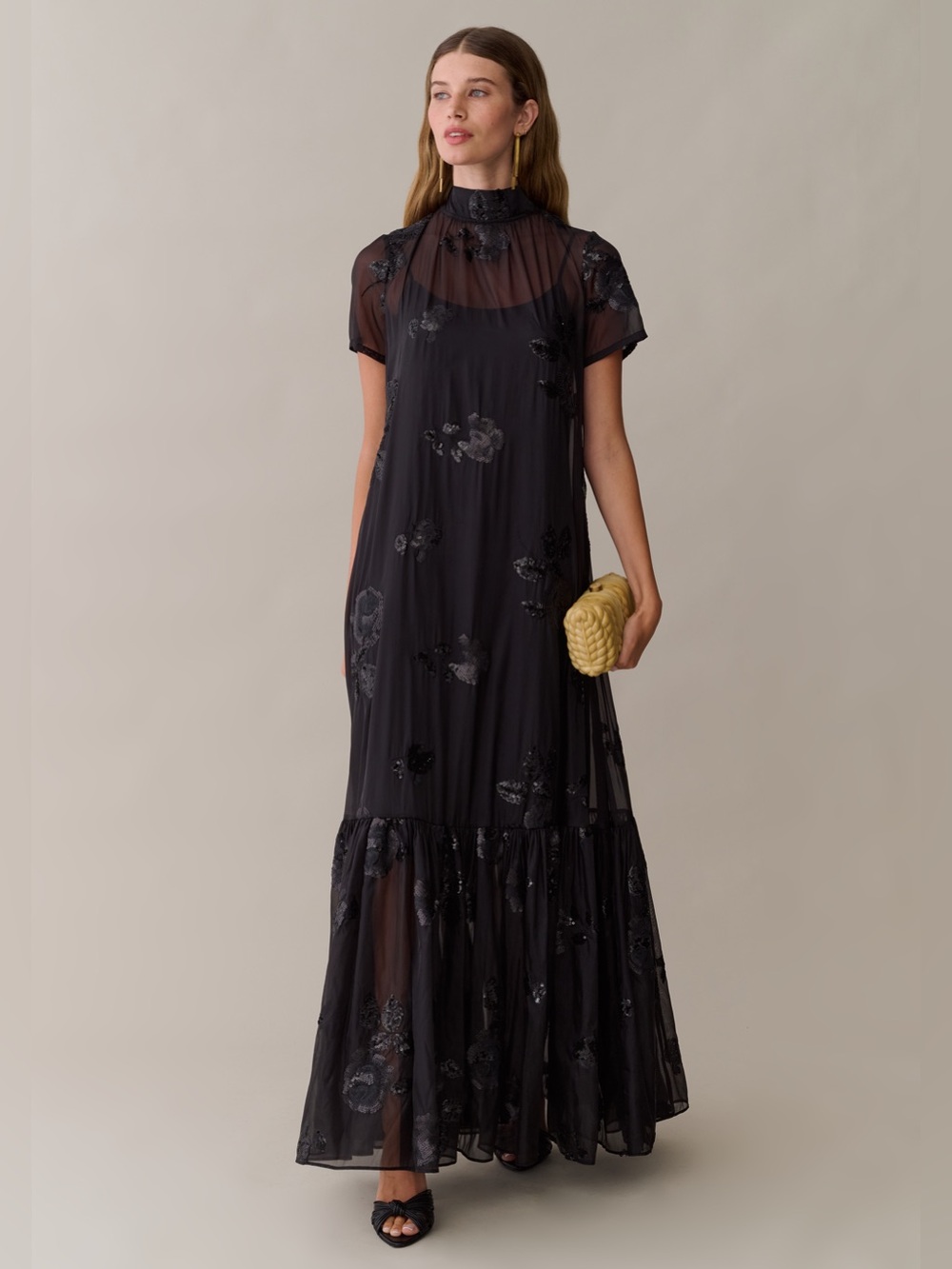 NWT Few Moda Caara Melody Black Sequin Maxi Dress size XL Staud